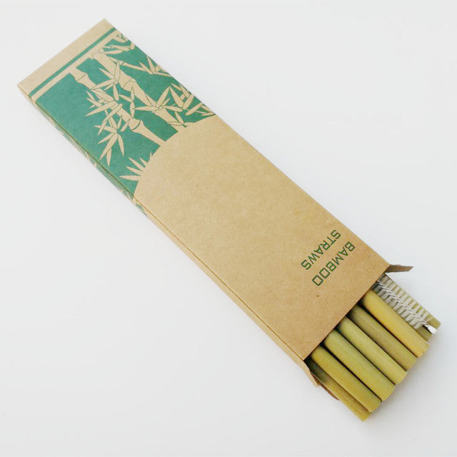 Sustainable and Colorful Reusable Bamboo Straws - 12 Piece Set