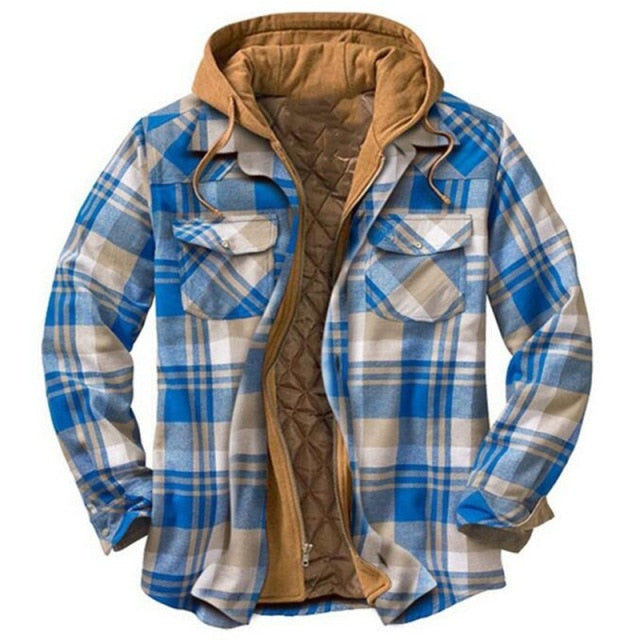 Plaid Long-sleeved Hooded Jacket