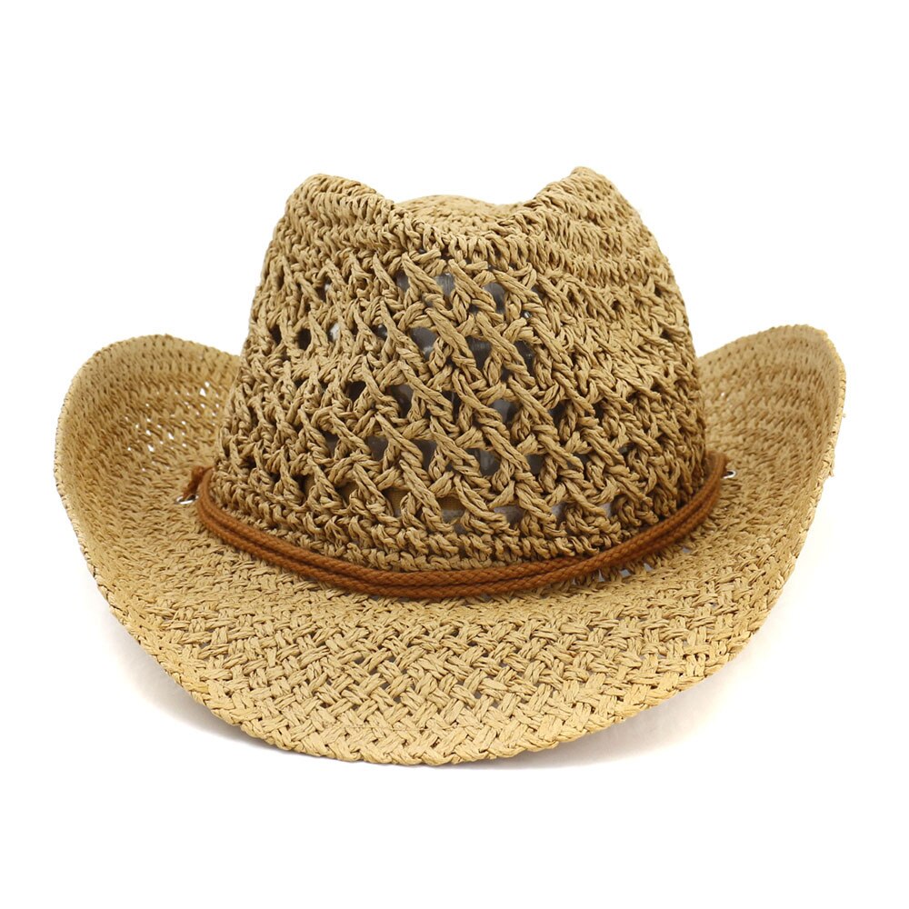 Western Cowboy Straw Hat - Unisex Summer Sun Hat