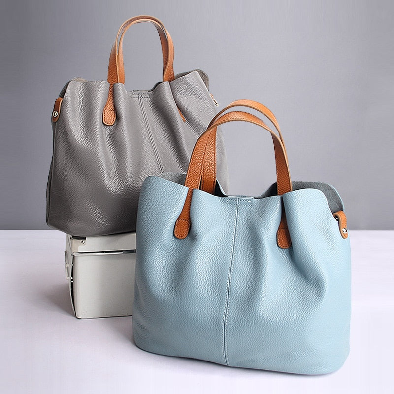 Soft Leather Tote Bag for Women - Cattle Hide Shoulder Bag | You Me Fashion