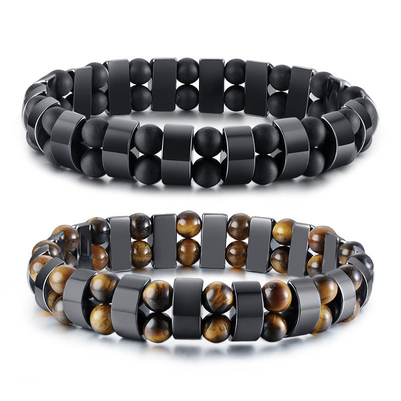 Cross-border Jewelry New Men's Black Gallstone Tiger Eye Stone Beaded Bracelet