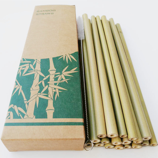 Sustainable and Colorful Reusable Bamboo Straws - 12 Piece Set