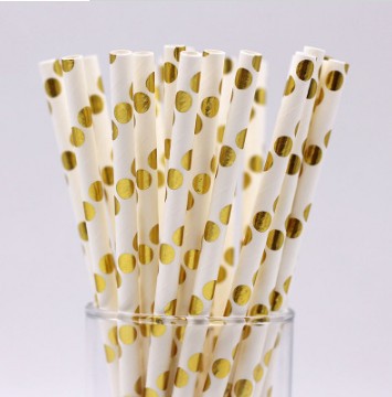 Environmentally-Friendly Paper Straws with Hot Stamping Designs - Straight Pipe Style