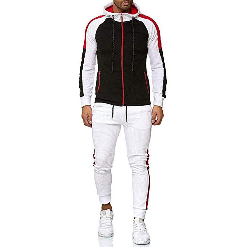 Casual Patchwork Tracksuit with Full Sleeve and Elastic Waist