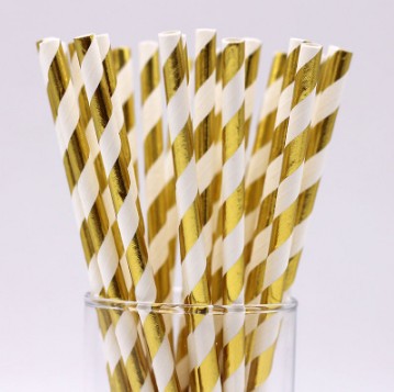 Environmentally-Friendly Paper Straws with Hot Stamping Designs - Straight Pipe Style