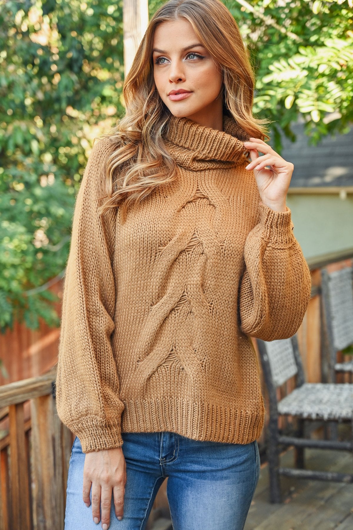 Chunky Cable Knit Turtleneck Sweater - Cosy Chic Style