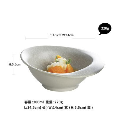 Nordic Grey Color Stone Hat Shape Sushi Plates and bowls