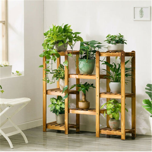 Wooden 8 Tiers Office Plant Stand - Perfect for Indoor Use!