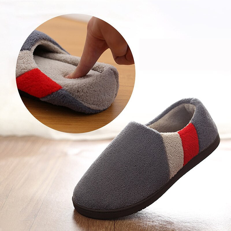 Pmoiste Men's Memory Foam Winter Short Plush Indoor Slippers