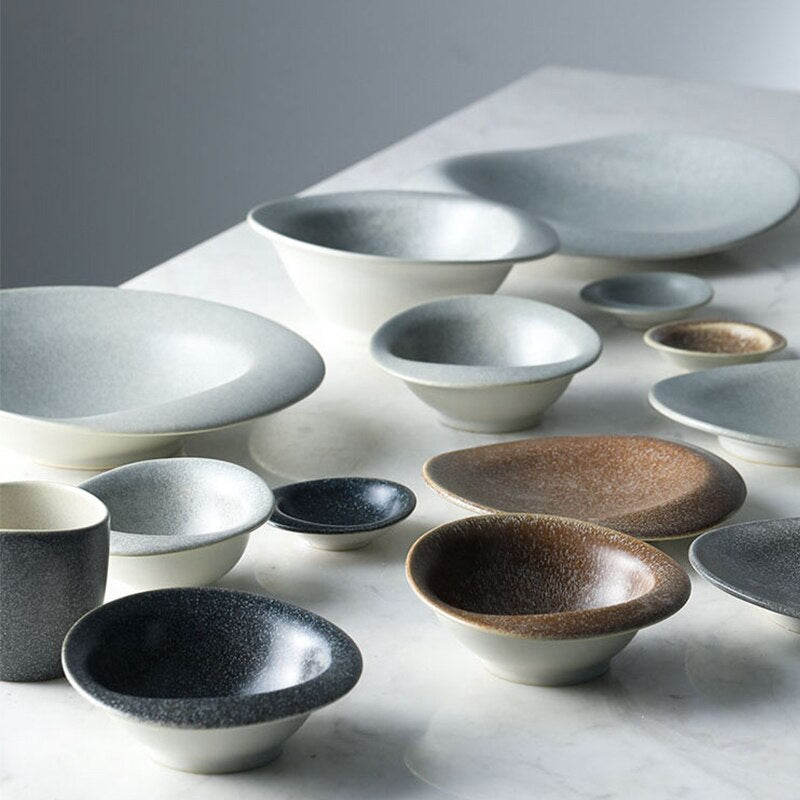 Nordic Grey Color Stone Hat Shape Sushi Plates and bowls