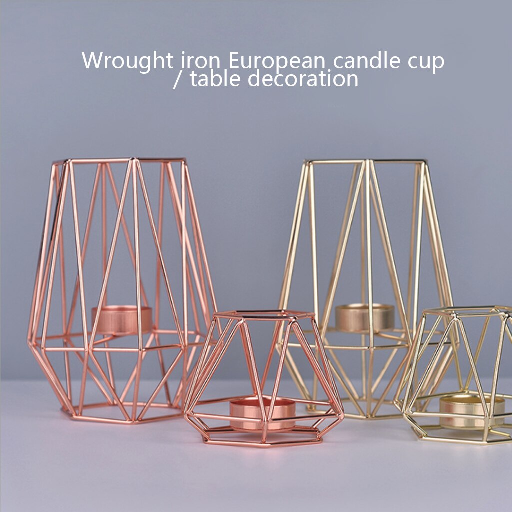 Nordic Style Wrought Iron Geometric Candle Holders Home Decoration Metal holder Crafts candlestick candelabros