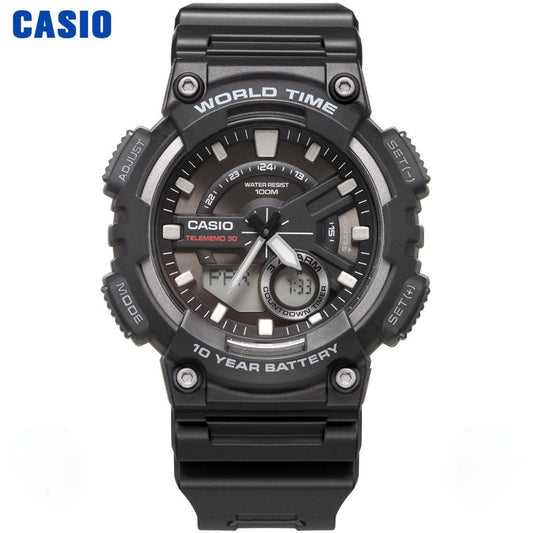 Casio AEQ-110 Series Men's Sports Watch: 100M Waterproof Timepiece with 10-Year Battery Life and World Time