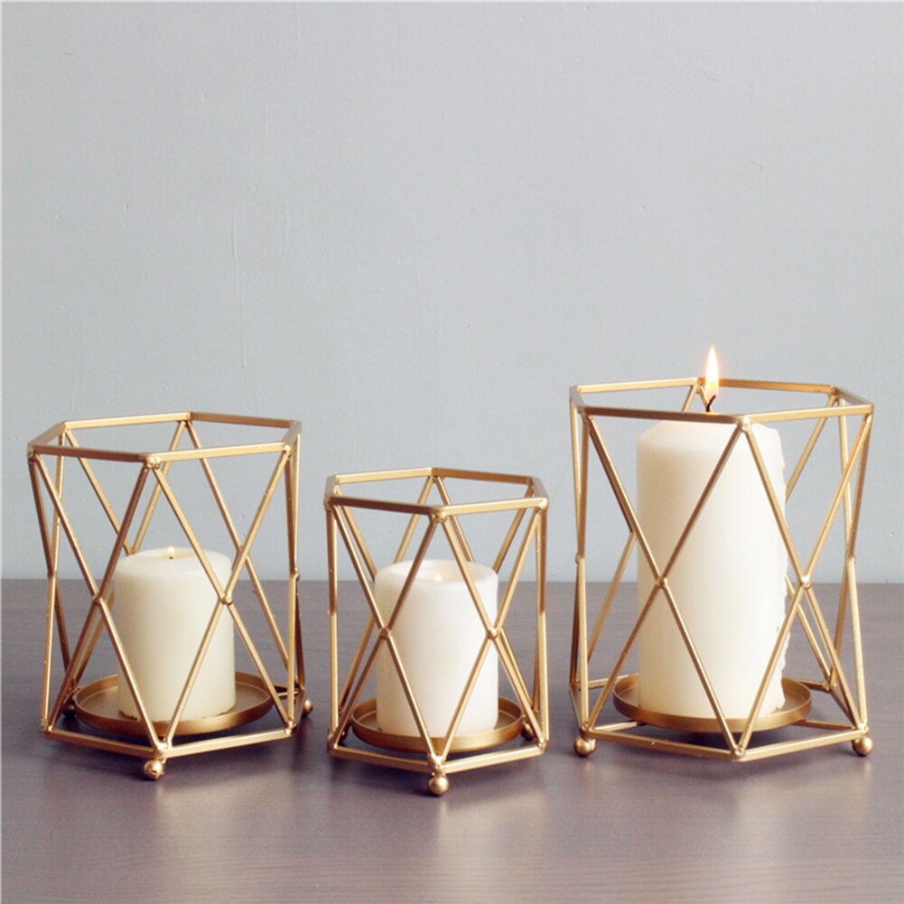 Nordic Style Wrought Iron Geometric Candle Holders Home Decoration Metal holder Crafts candlestick candelabros