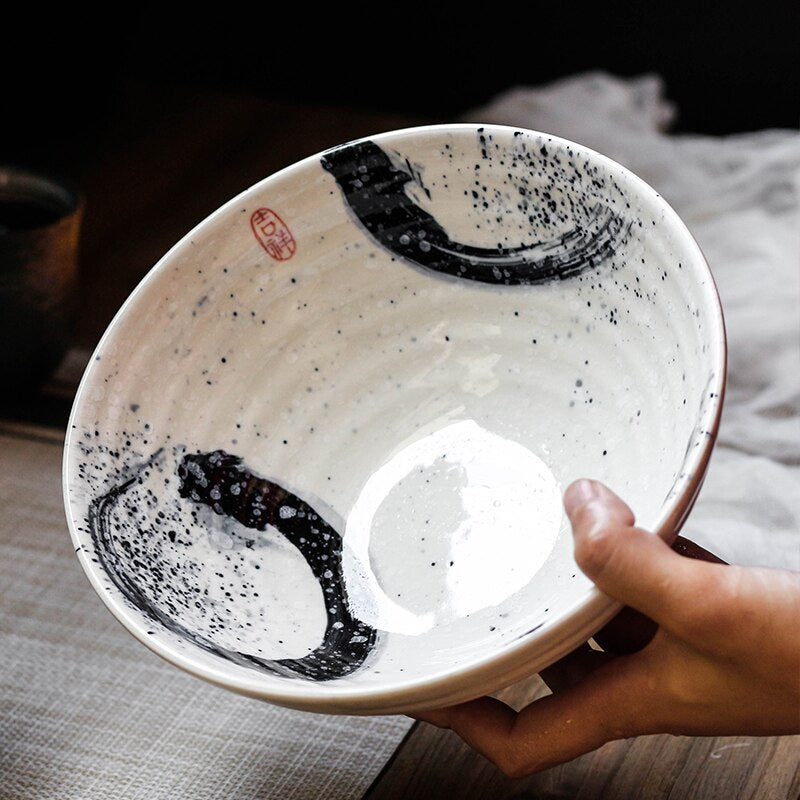 Japanese Style Ceramic Ramen Bowl - Retro Tableware for Dinner and Mixing