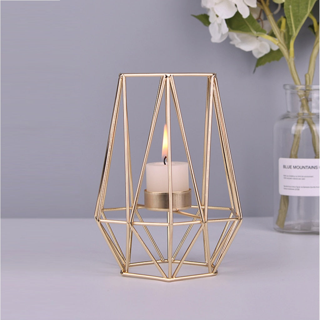 Nordic Style Wrought Iron Geometric Candle Holders Home Decoration Metal holder Crafts candlestick candelabros