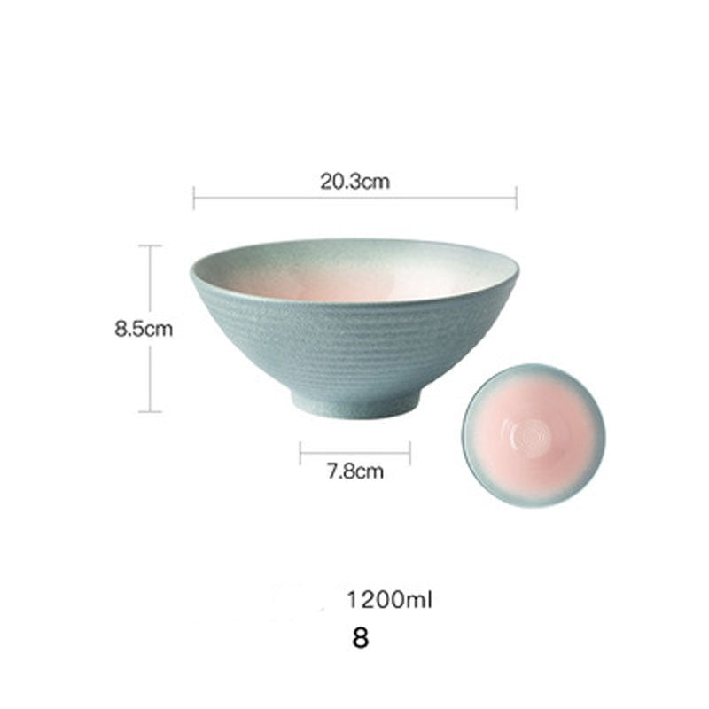 FANCITY Japanese Ramen Bowl Ceramic Single Noodle Bowl Household Salad Bowl large Bowl Creative Special Restaurant Tableware