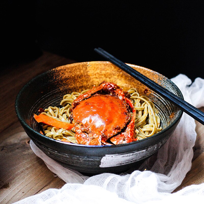 Japanese Style Ceramic Ramen Bowl - Retro Tableware for Dinner and Mixing