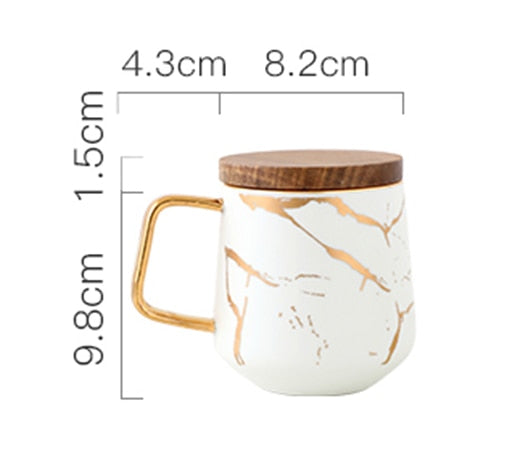 Nordic Marble Coffee Mugs, Matte Luxury Office Tea Cups Ceramic