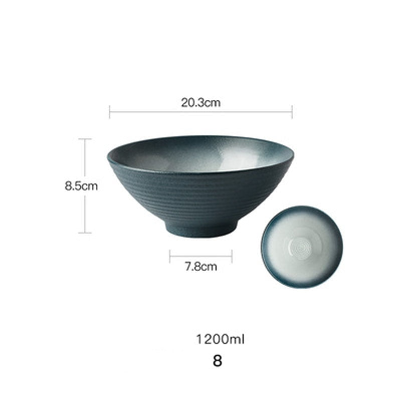 FANCITY Japanese Ramen Bowl Ceramic Single Noodle Bowl Household Salad Bowl large Bowl Creative Special Restaurant Tableware