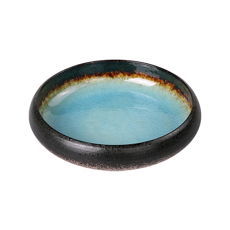 KINGLANG Kiln Ice Split Glaze Ceramic Plates in a Japanese style, the perfect dish for Salads