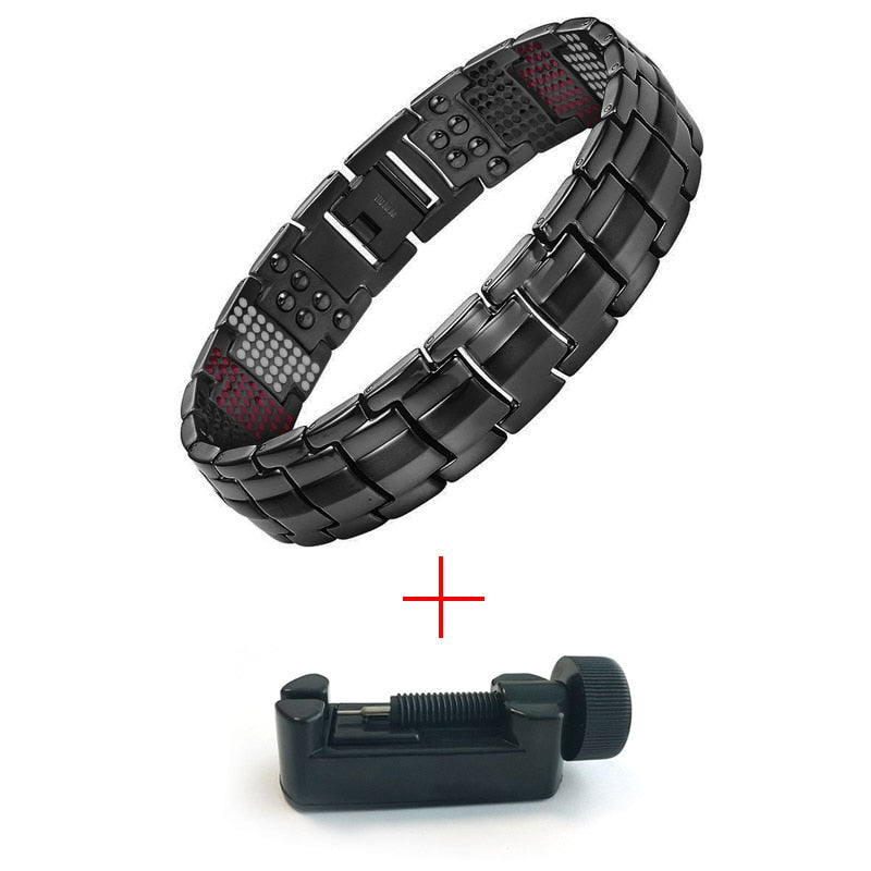 Escalus Men's Black Pure Titanium Magnetic Bracelet - Stylish and Health-Consciou