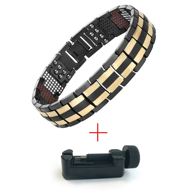 Escalus Men's Black Pure Titanium Magnetic Bracelet - Stylish and Health-Consciou