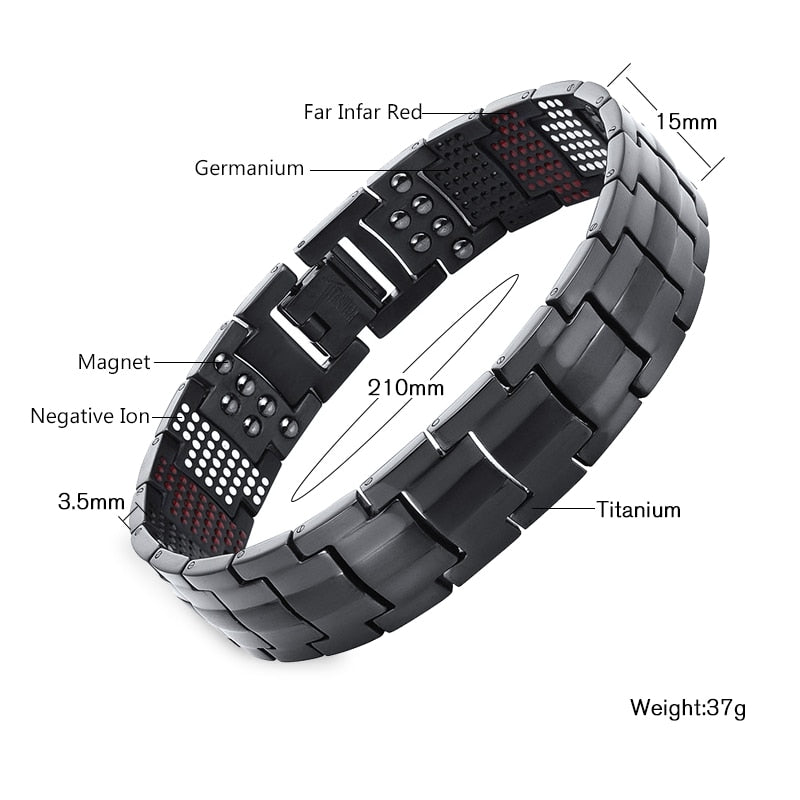 Escalus Men's Black Pure Titanium Magnetic Bracelet - Stylish and Health-Consciou