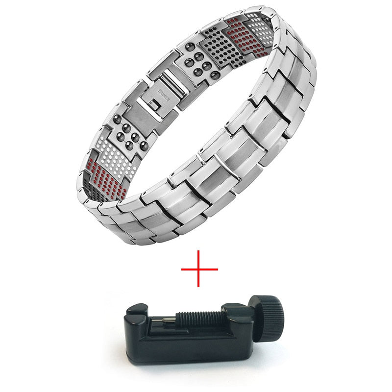 Escalus Men's Black Pure Titanium Magnetic Bracelet - Stylish and Health-Consciou