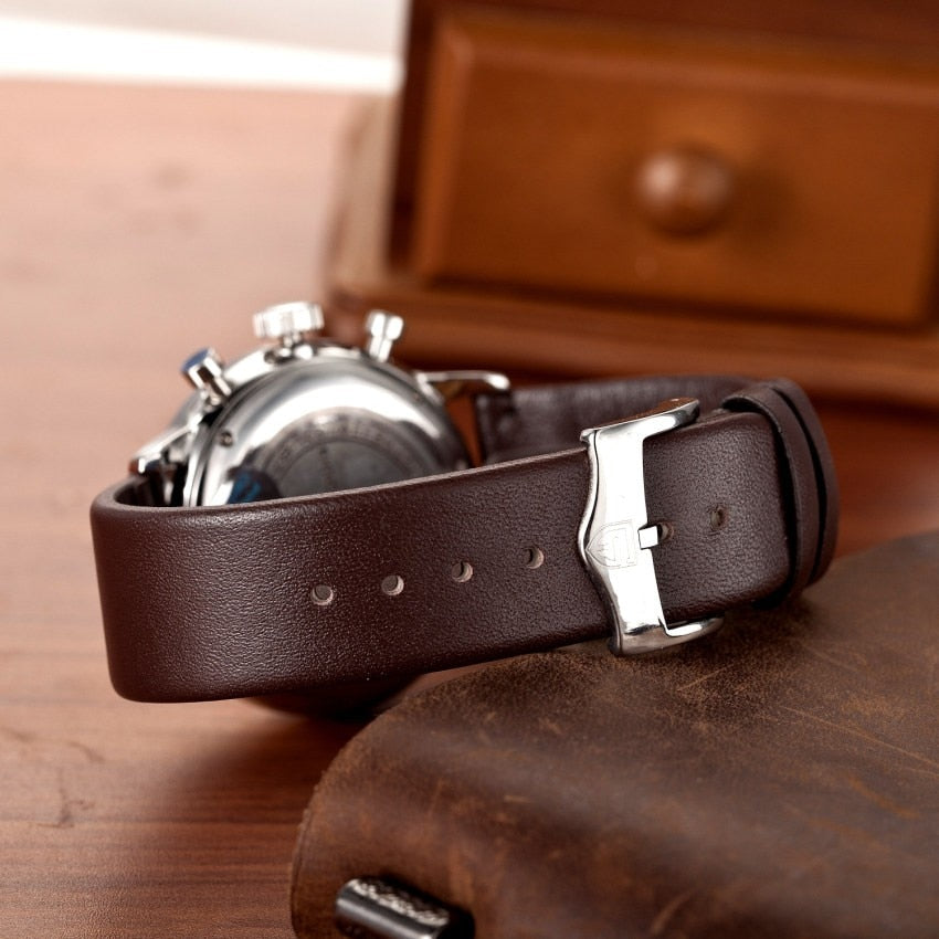 PAGANI Men's Quartz Watch: Waterproof, Genuine Japanese Leather, and Reliable Timekeeping