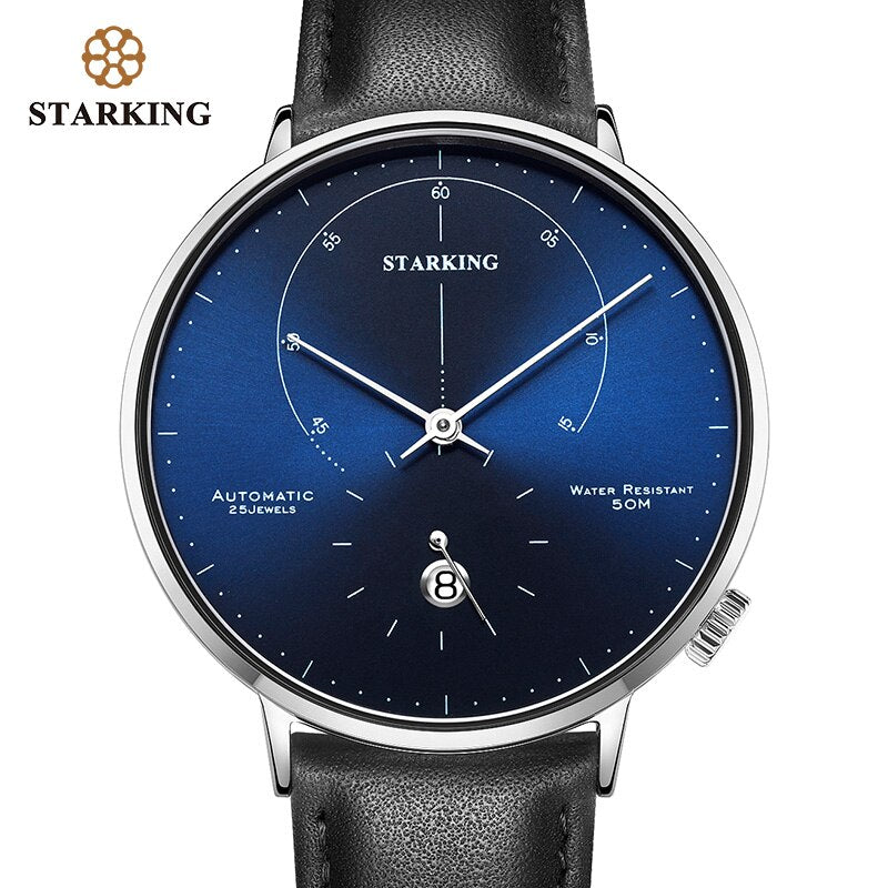 STARKING Automatic Watch: Self-Wind 28800 Wristwatch with Stainless Steel Case and Steel Mesh Band