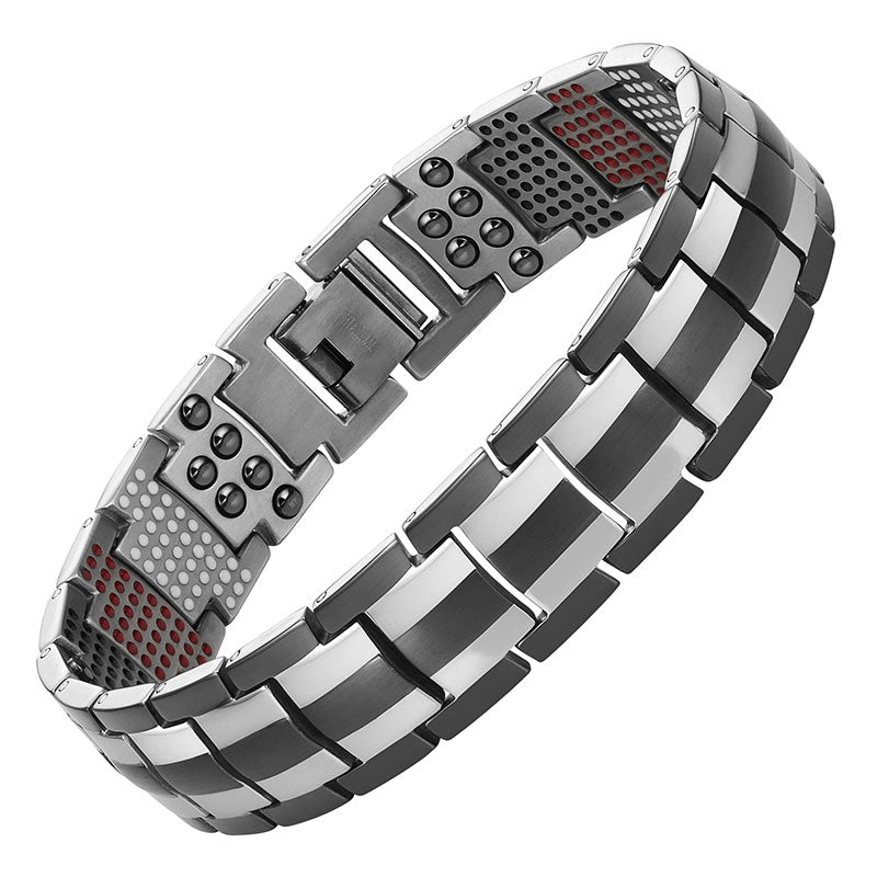 Escalus Men's Black Pure Titanium Magnetic Bracelet - Stylish and Health-Consciou