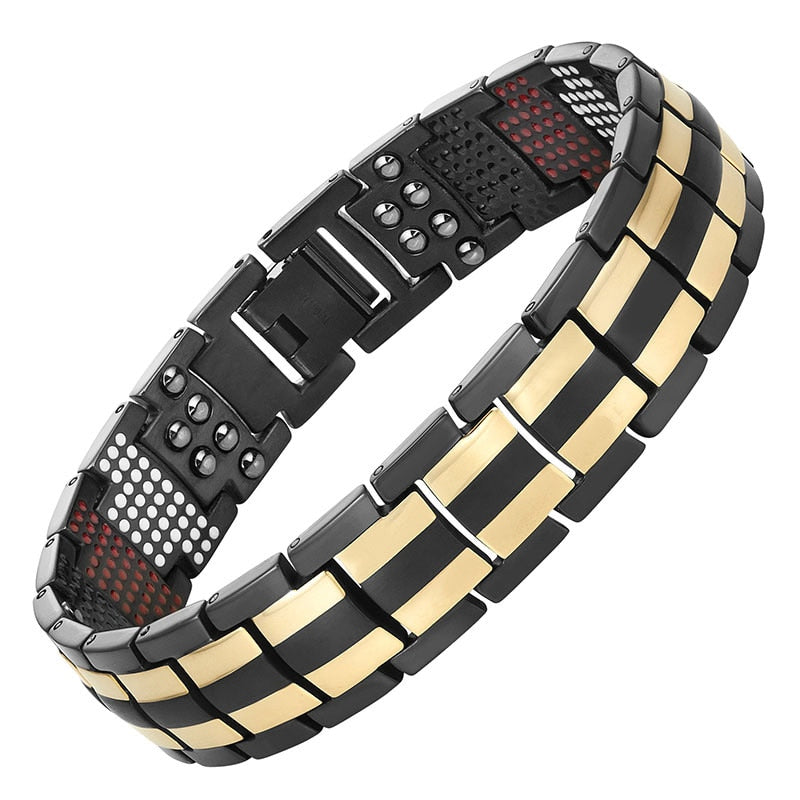 Escalus Men's Black Pure Titanium Magnetic Bracelet - Stylish and Health-Consciou