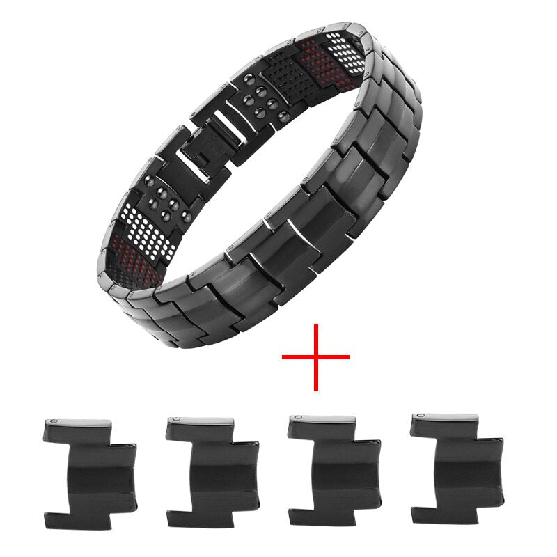 Escalus Men's Black Pure Titanium Magnetic Bracelet - Stylish and Health-Consciou