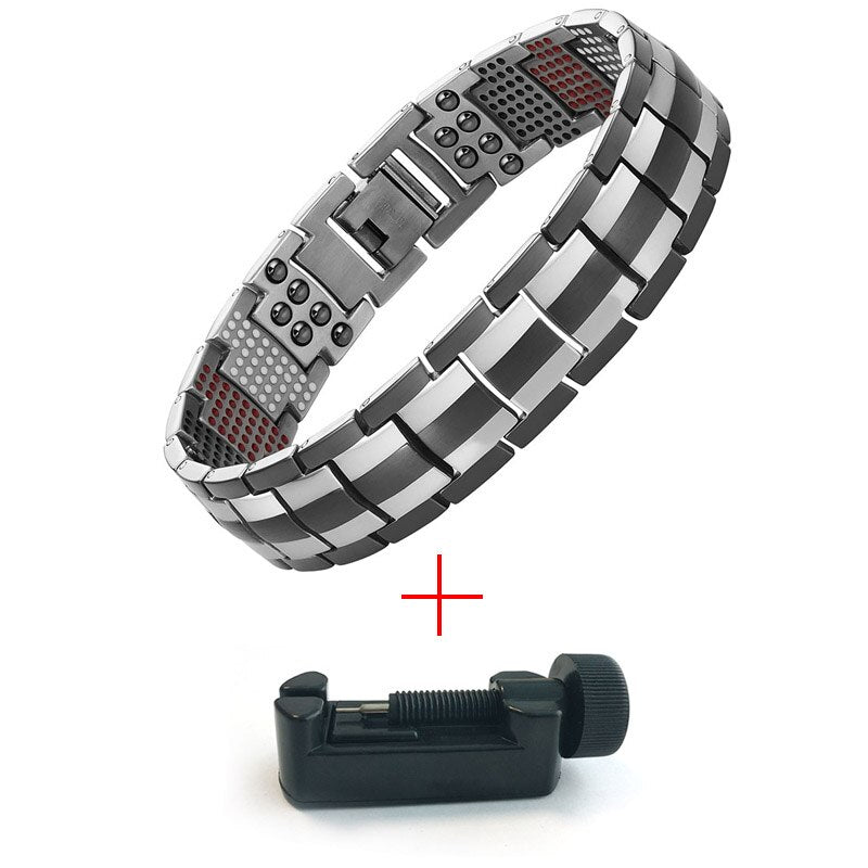 Escalus Men's Black Pure Titanium Magnetic Bracelet - Stylish and Health-Consciou