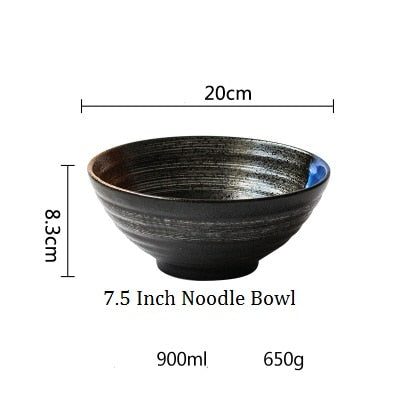 Japanese Style Ceramic Ramen Bowl - Retro Tableware for Dinner and Mixing