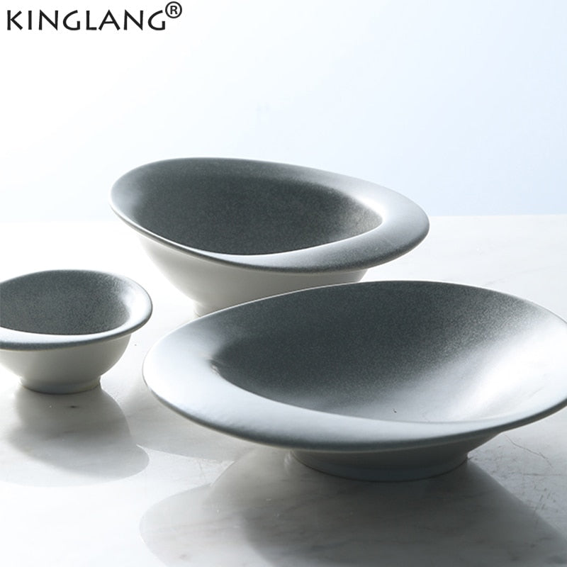 Nordic Grey Color Stone Hat Shape Sushi Plates and bowls