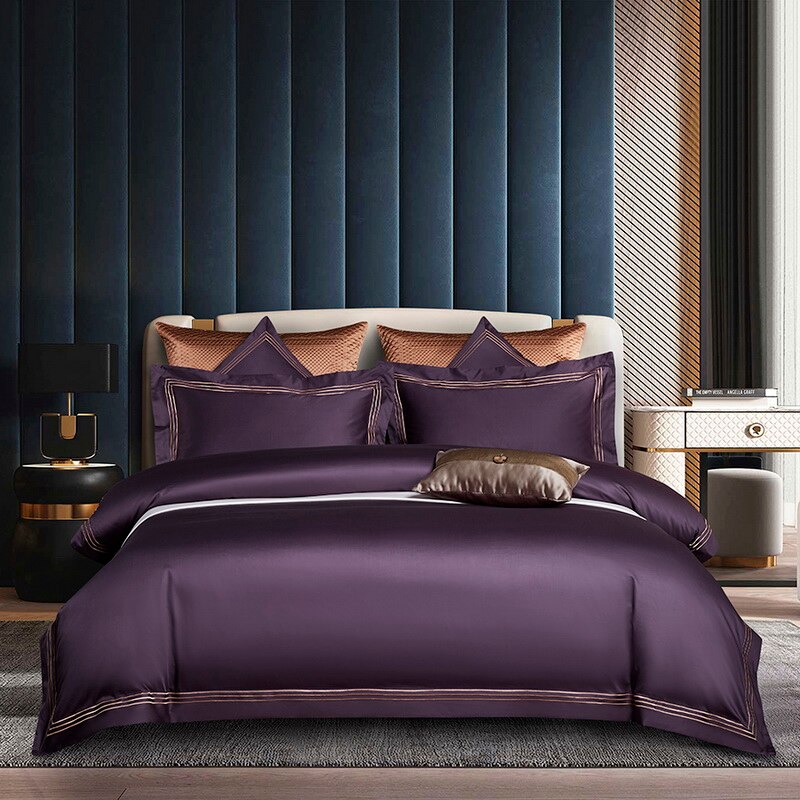 Sleep in Luxury with Three Lines Pure Color Egyptian Cotton Bedding Sets