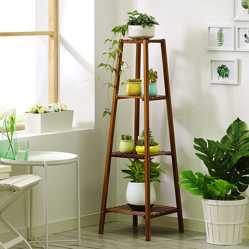 Tall Bamboo Plant Stand Flower Pot. Display Rack Shelf Indoor.