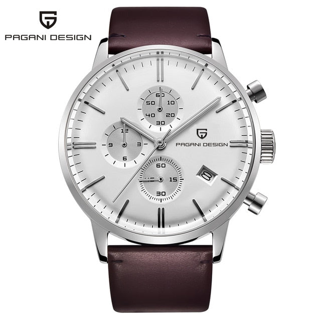 PAGANI Men's Quartz Watch: Waterproof, Genuine Japanese Leather, and Reliable Timekeeping