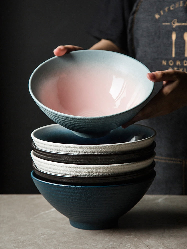 Japanese Ramen Bowl. Ceramic Household Salad Tableware