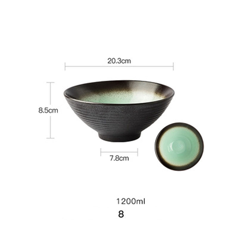 FANCITY Japanese Ramen Bowl Ceramic Single Noodle Bowl Household Salad Bowl large Bowl Creative Special Restaurant Tableware