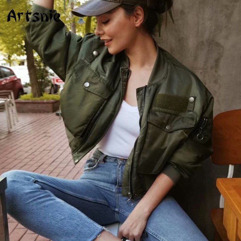 Women's Bomber Jacket,  Army Green Coat