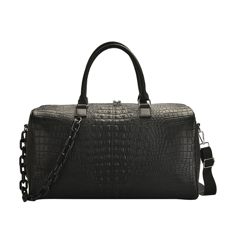 Shop YILIAN's Fashionable Crocodile Print Travel Bag – Versatile and Large Capacity, Made with Faux Leather.