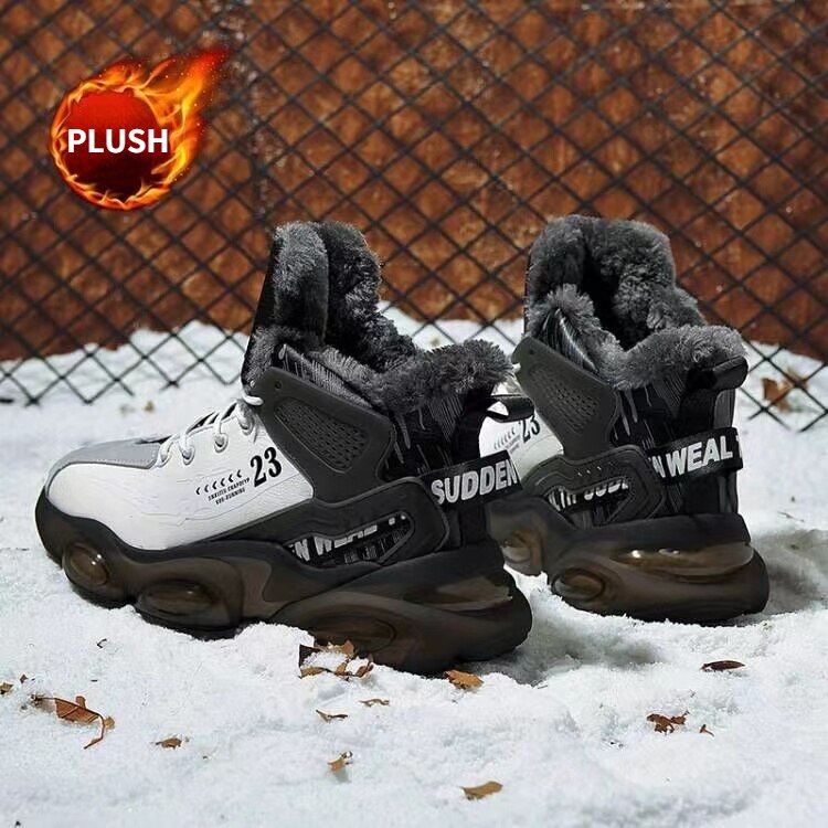 Topvivi Winter Men's Ravr Waterproof Sneakers: Leather Casual Shoes with Plush Warm Lining