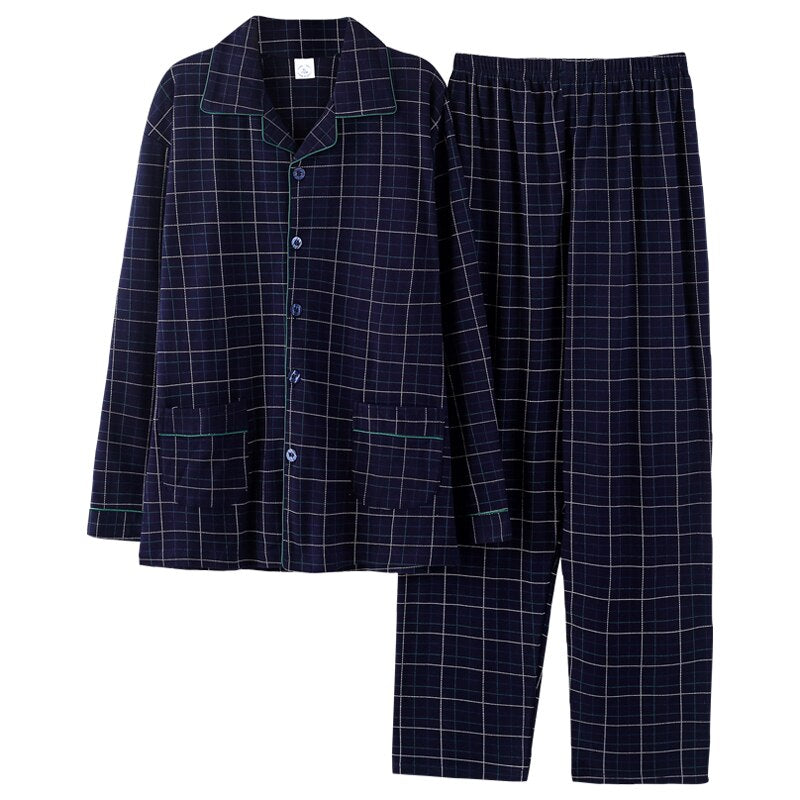 Winter 100% Cotton Pajamas Set for Men: Stylish Lounge Sleepwear