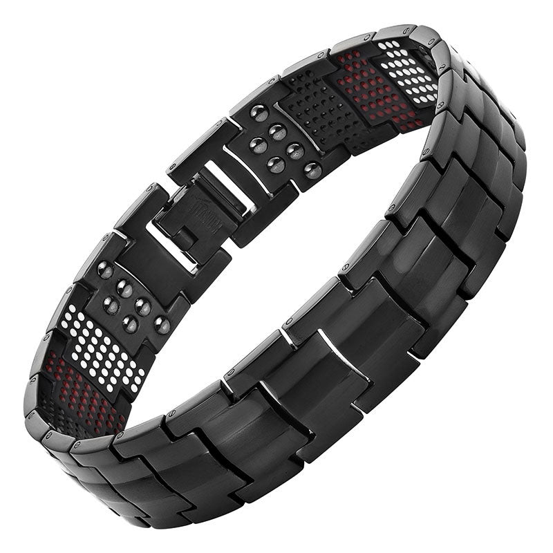 Escalus Men's Black Pure Titanium Magnetic Bracelet - Stylish and Health-Consciou