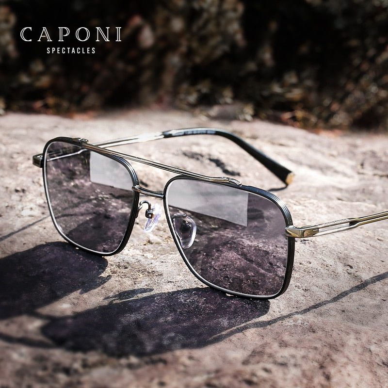 CAPONI Pure Titanium Men's Sunglasses: HD Polarized UV400 Protection