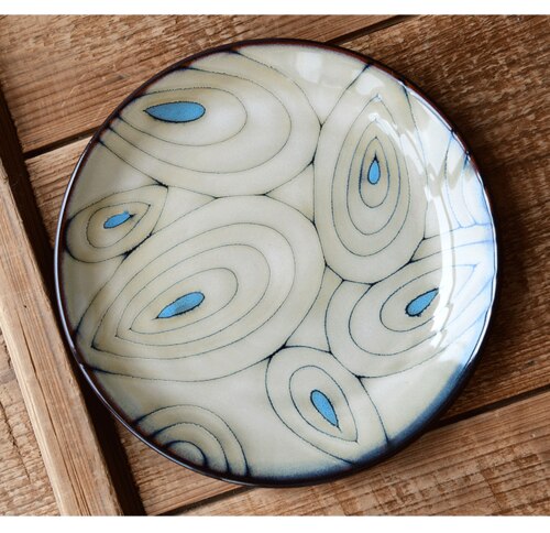 Kiln Glaze Hand-painted Flowers Ceramic Plates. Decorative Tableware Plate