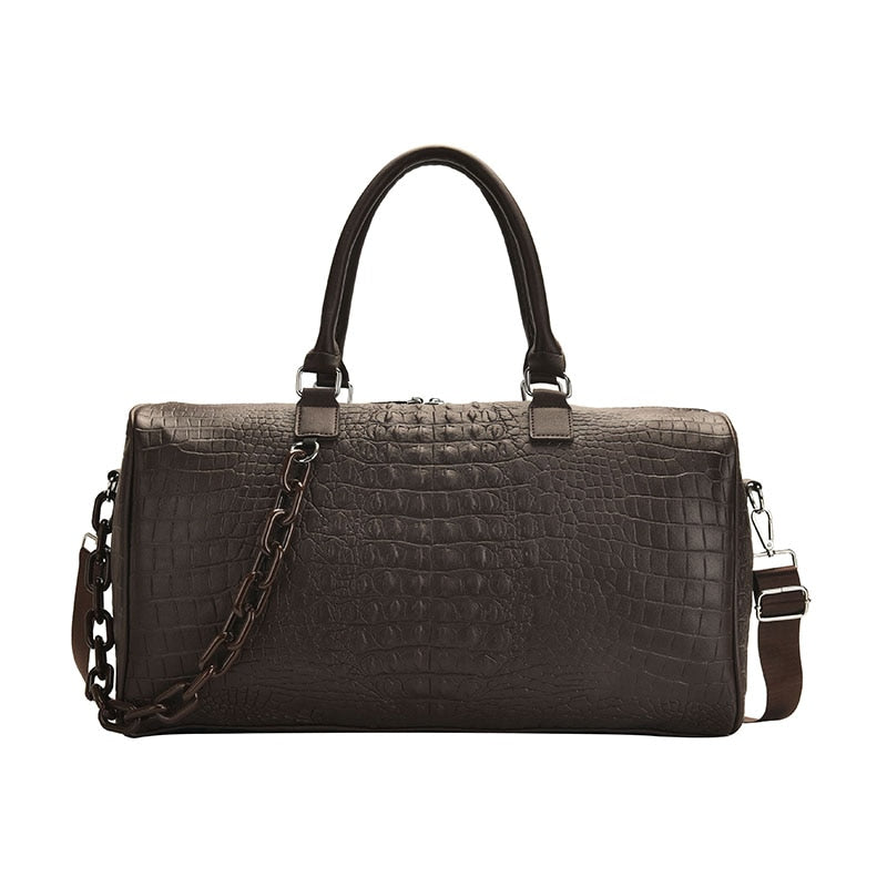 Shop YILIAN's Fashionable Crocodile Print Travel Bag – Versatile and Large Capacity, Made with Faux Leather.