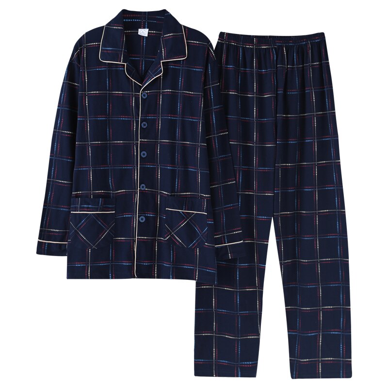 Winter 100% Cotton Pajamas Set for Men: Stylish Lounge Sleepwear